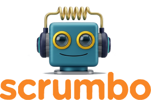 Scrumbo — the friendly robot logo